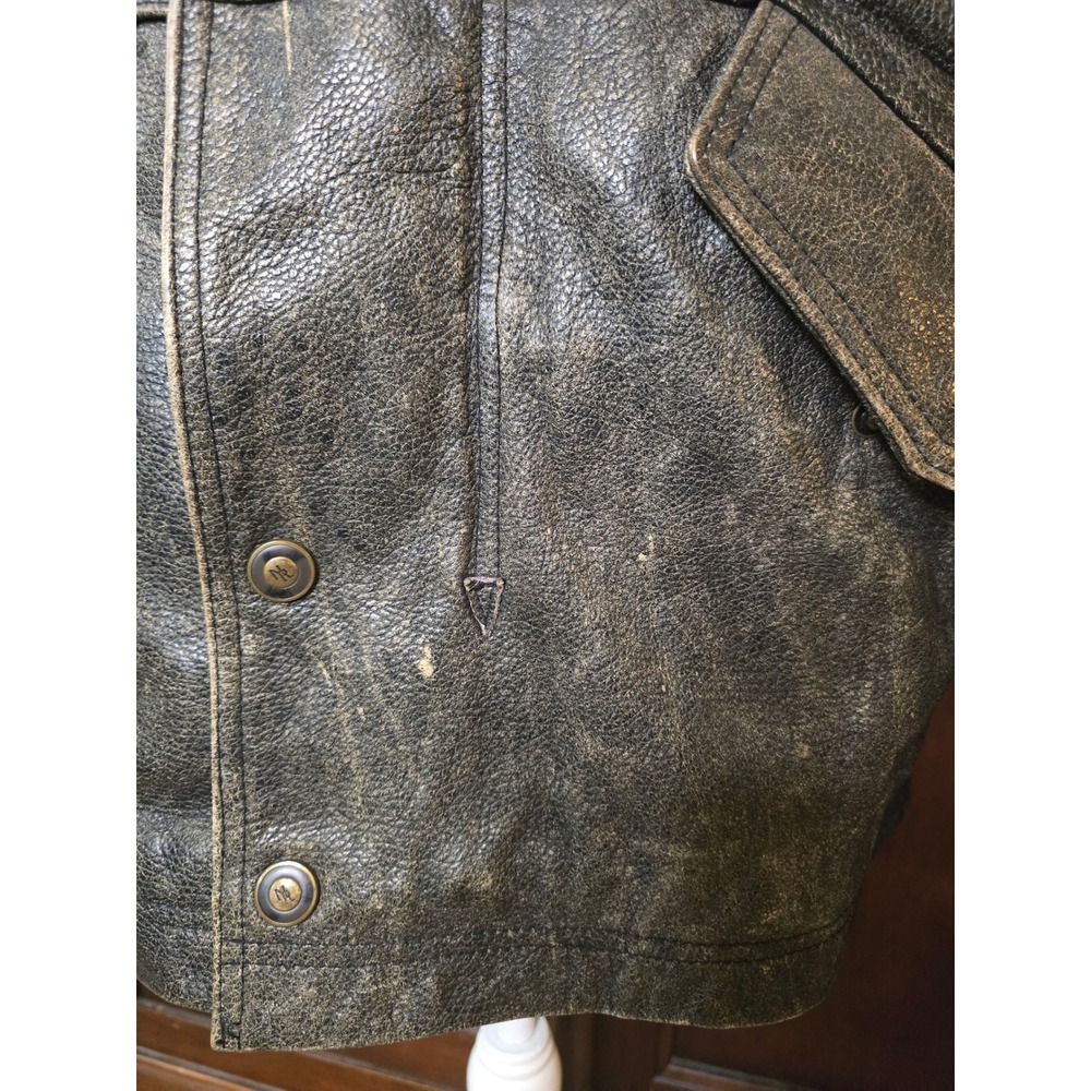 New River Sports NRS Distressed Leather Jacket Brown Black Vintage Mens XL - Picture 5 of 14